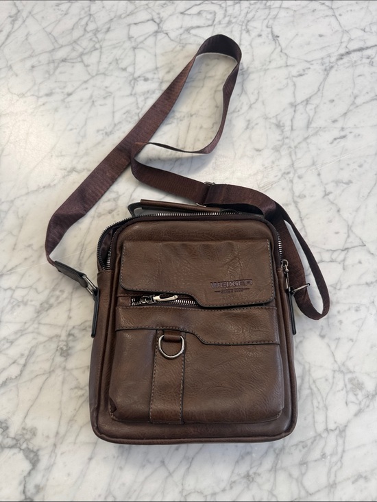 weixier Handbags - Weixier Leather Crossbody Messenger Bag Unisex Brown